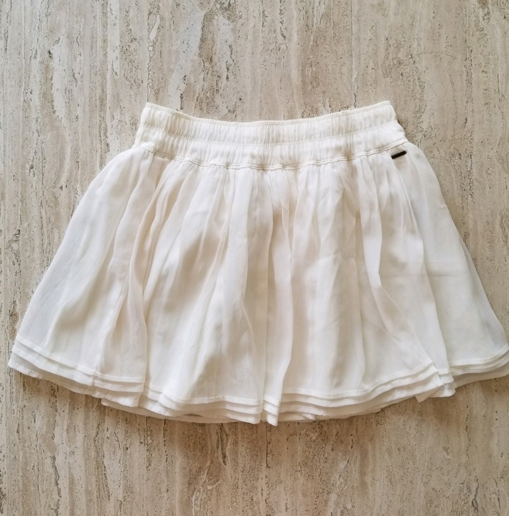 Vintage Hollister Ivory Lace Layered Elastic Waist Mini Skirt Size Medium